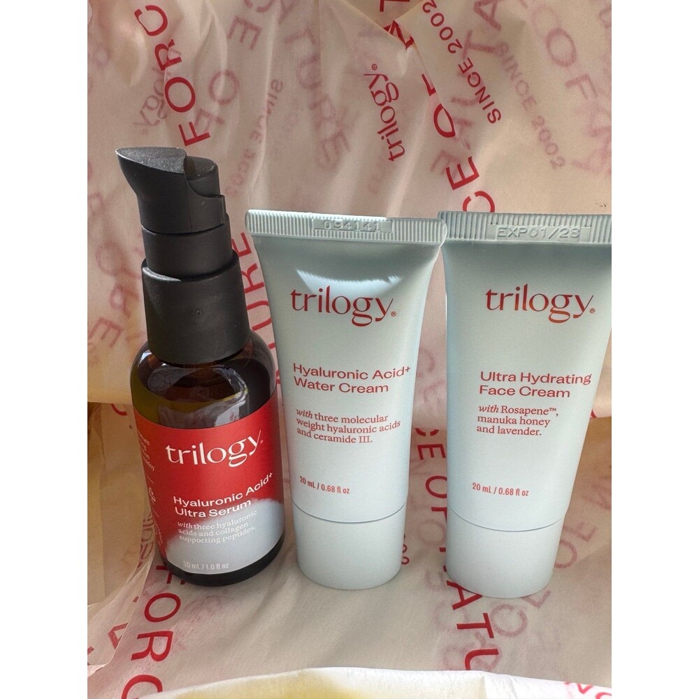 Trilogy Hyaluronic Acid Set Serum 1oz+ cream 0.7 oz + cream 0.7 oz.